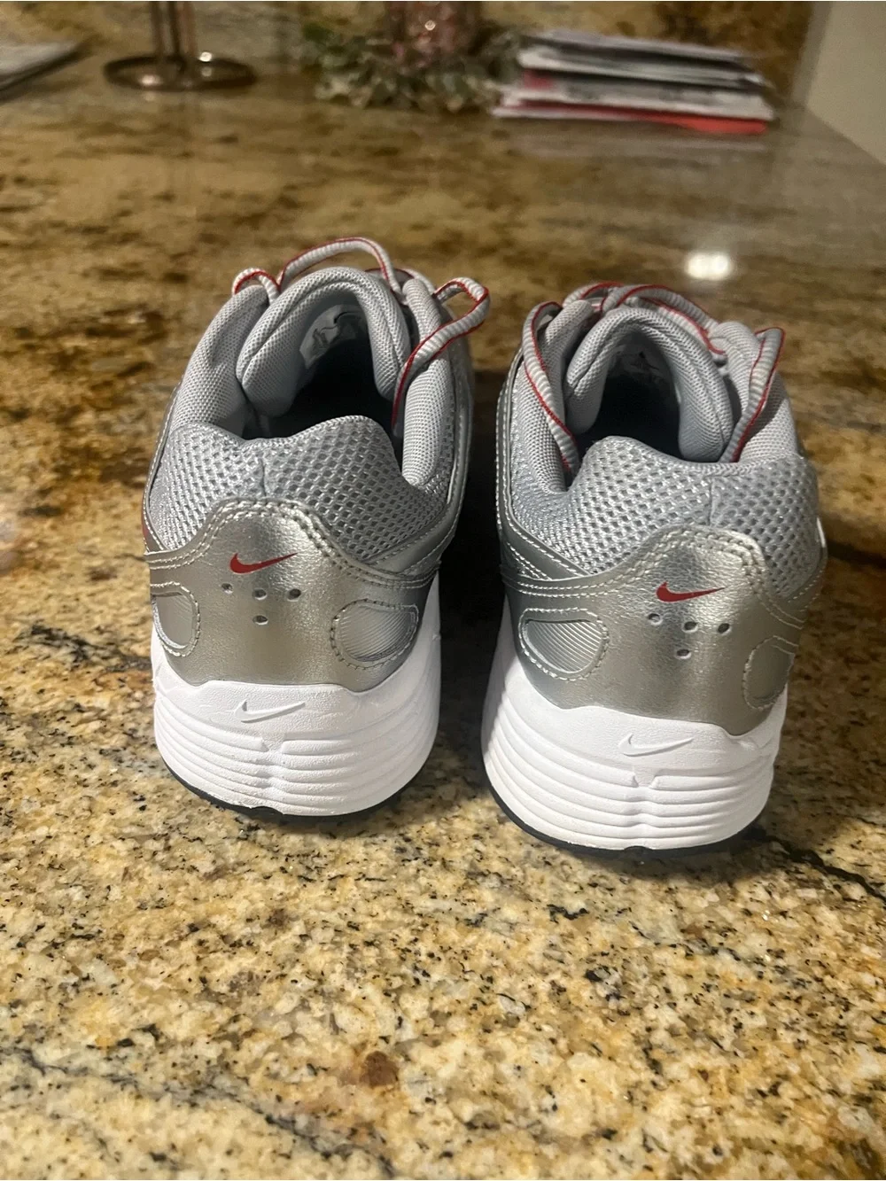 Nike Silver & Red Athletic Sneakers